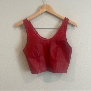 Vintage CHIA red leather and lace crop top size small